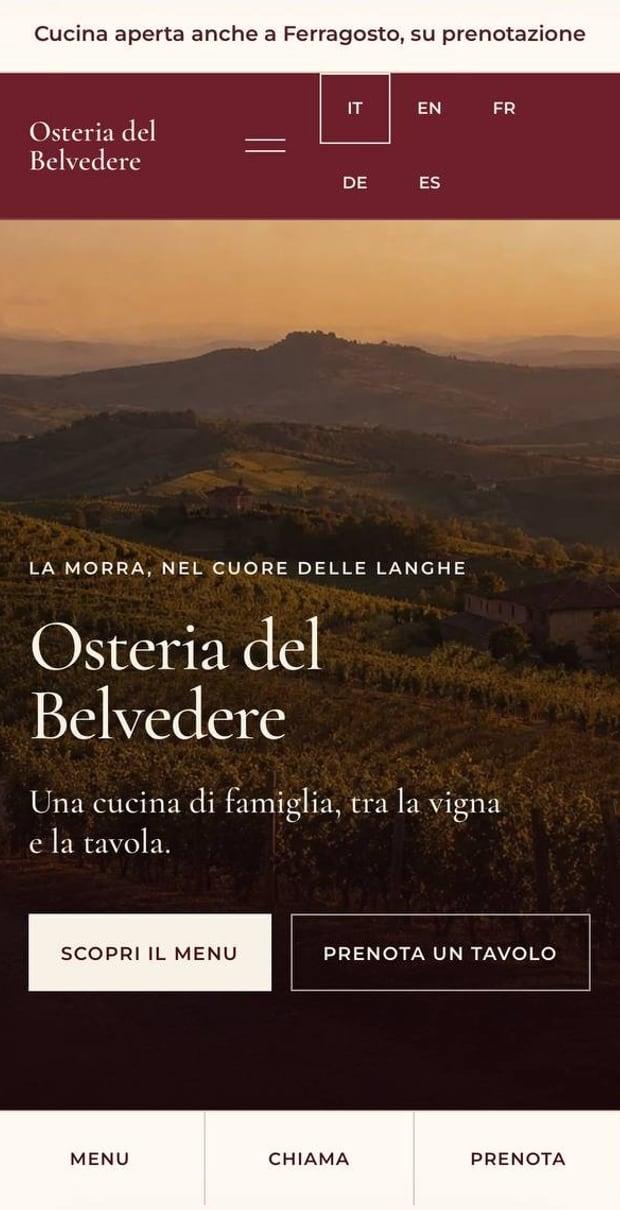 Schermata del concept Osteria del Belvedere