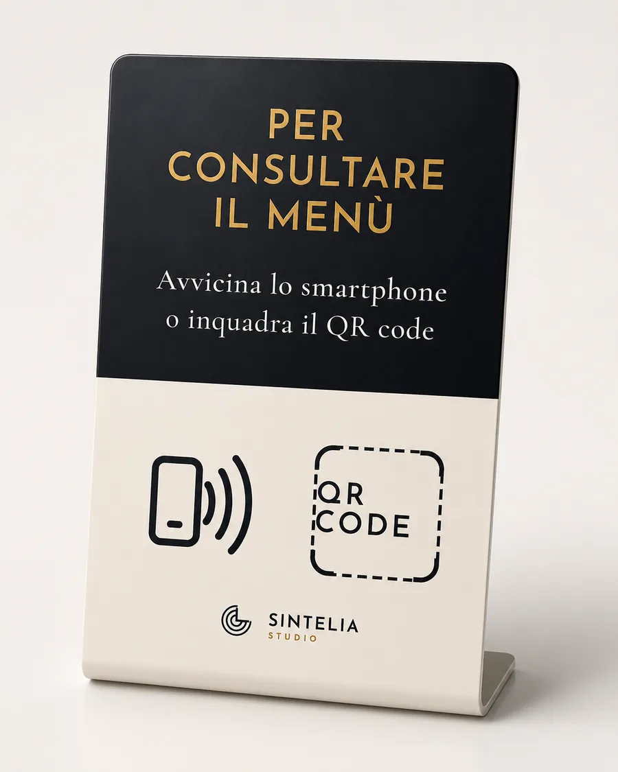 Segnatavolo per consultare il menù con NFC o QR code